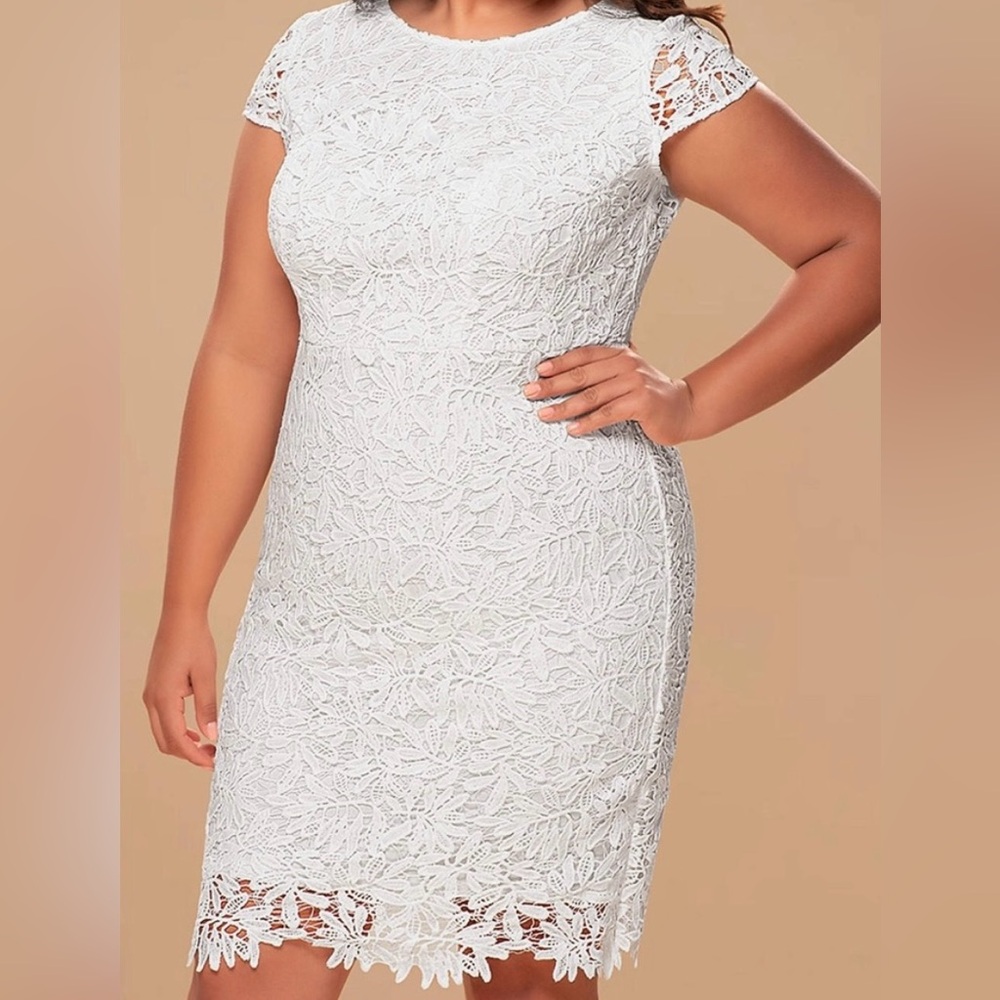 Azazie‎ Blush Mark Heavenly Kiss Lace White Bodycon Dress